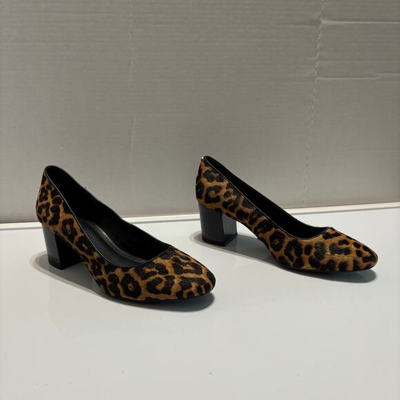Michael Michael Kors Calf Hair Leopard Print Chunky Heel Pumps Heels Size 8 - Picture 5 of 11